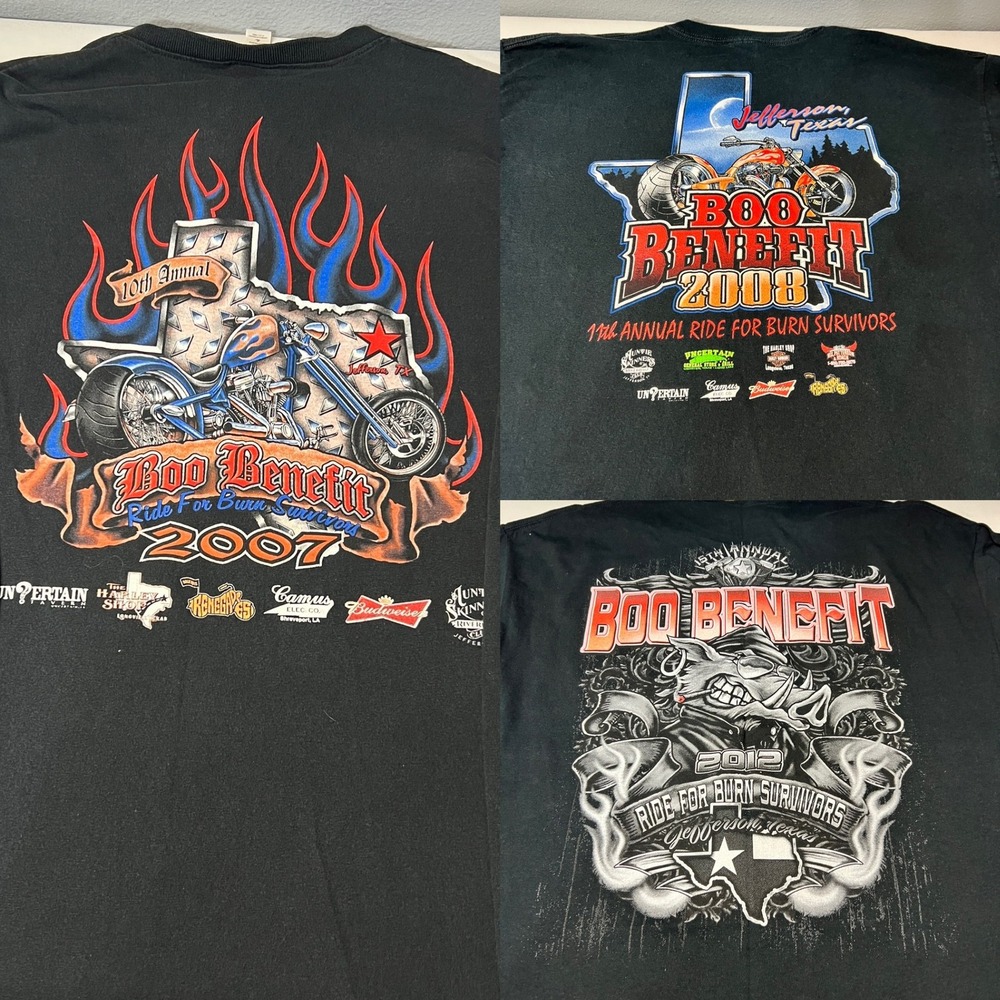 Gildan Boo Benefit‎ Ride for Burn Survivors Motorcycle Cycle Club Graphic Tee XL